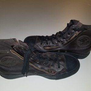 Converse brown leather high tops